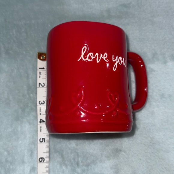 Rae Dunn Red Ceramic Mug with love you on mug - Picture 4 of 8